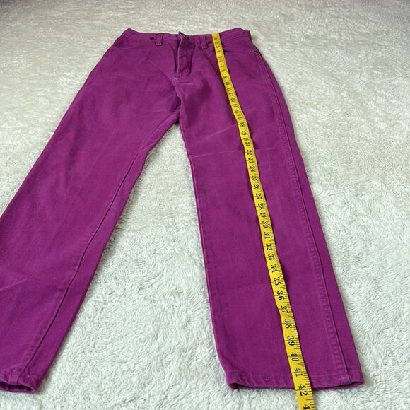 Vintage 80s Wrangler deadstock high rise tapered leg magenta jeans, 11 x 32 - Picture 5 of 9